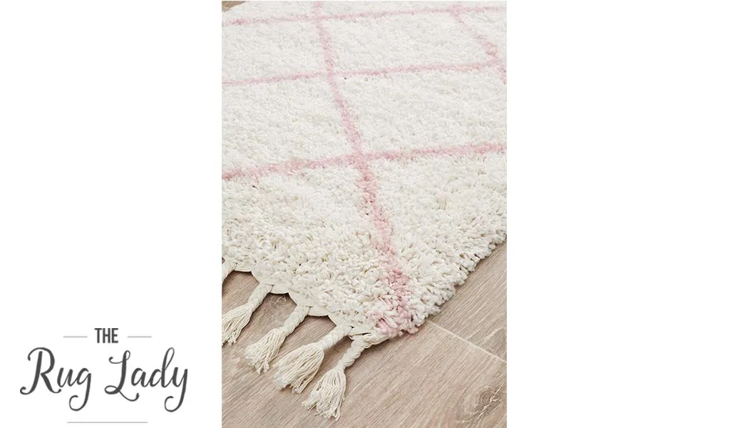 Saffia Pink Diamonds Plush Boho Hallway Runner