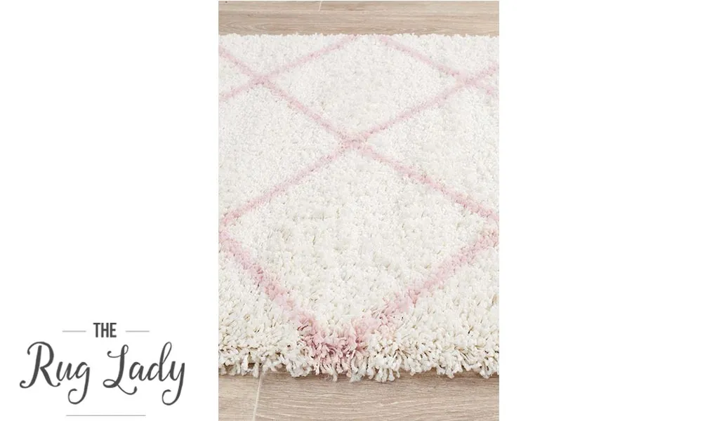 Saffia Pink Diamonds Plush Boho Hallway Runner