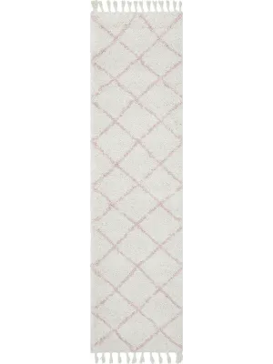 Saffia Pink Diamonds Plush Boho Hallway Runner