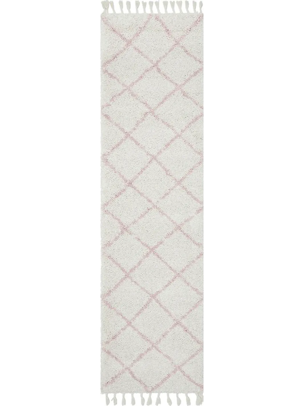 Saffia Pink Diamonds Plush Boho Hallway Runner