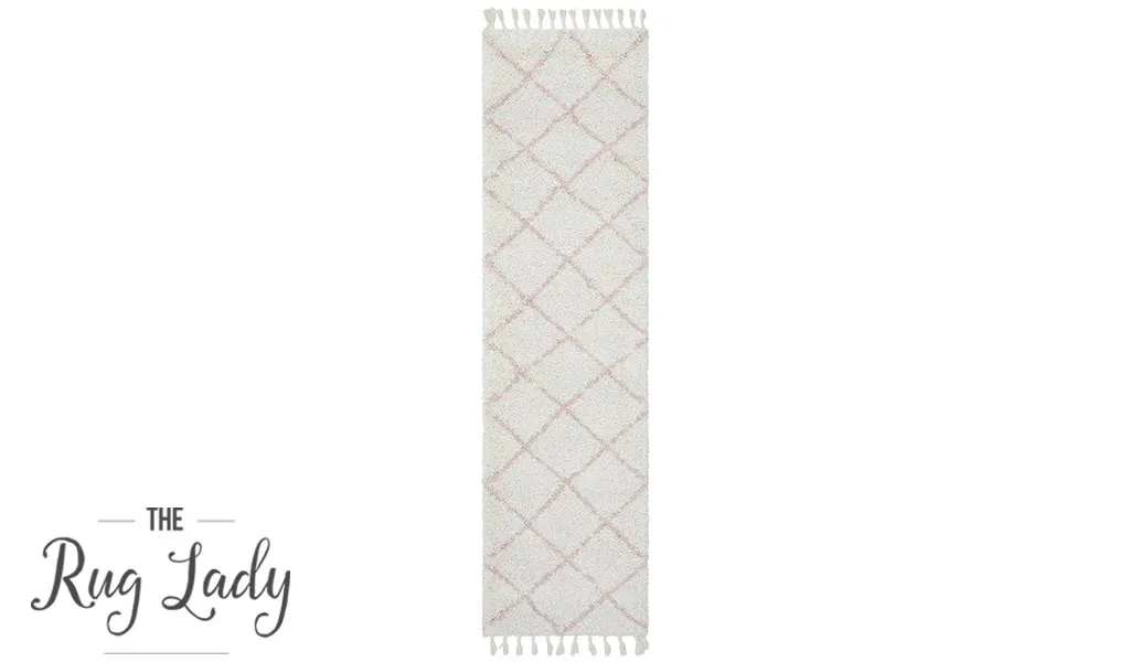 Saffia Pink Diamonds Plush Boho Hallway Runner