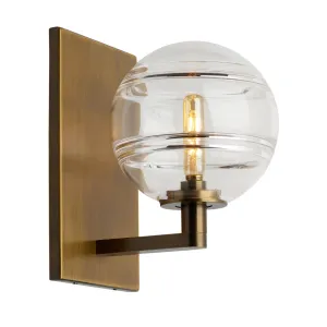 Sedona 9 in. Armed Sconce Aged Brass Finish, Clear Glass