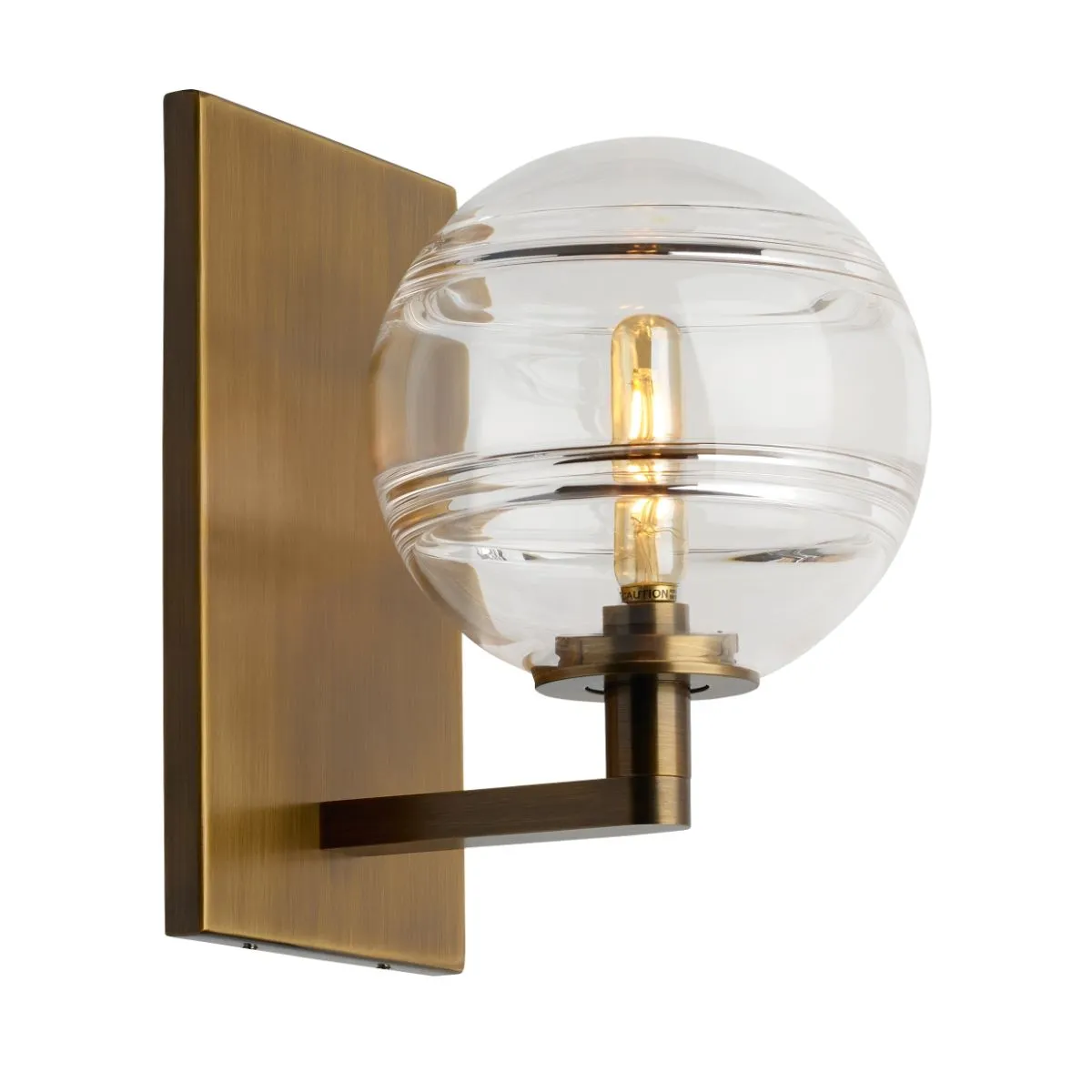Sedona 9 in. Armed Sconce Aged Brass Finish, Clear Glass