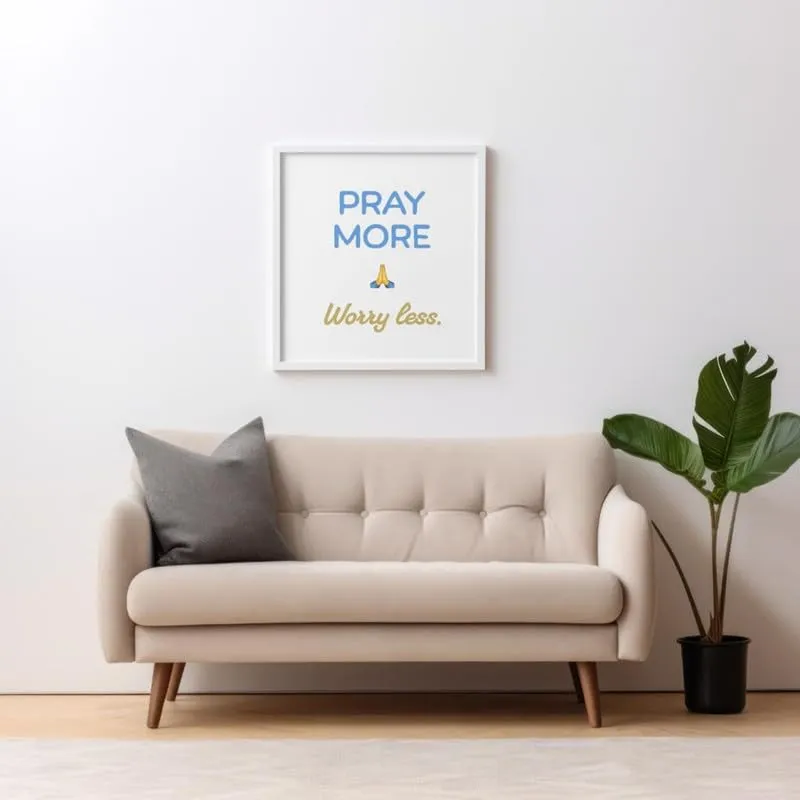 SHIVOID Pray More Worry Less Poster - for Wall, Living Room, Drawing Room, Home, Bedroom, Office, Gym (13×19 inches)