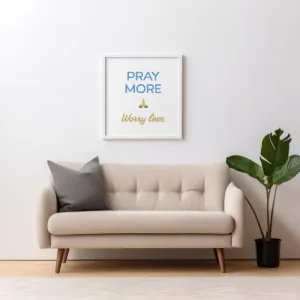 SHIVOID Pray More Worry Less Poster - for Wall, Living Room, Drawing Room, Home, Bedroom, Office, Gym (13×19 inches)