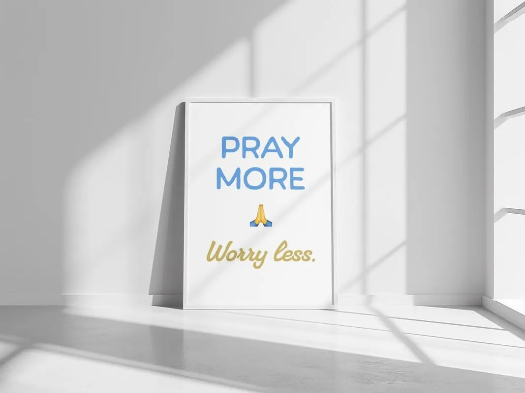 SHIVOID Pray More Worry Less Poster - for Wall, Living Room, Drawing Room, Home, Bedroom, Office, Gym (13×19 inches)
