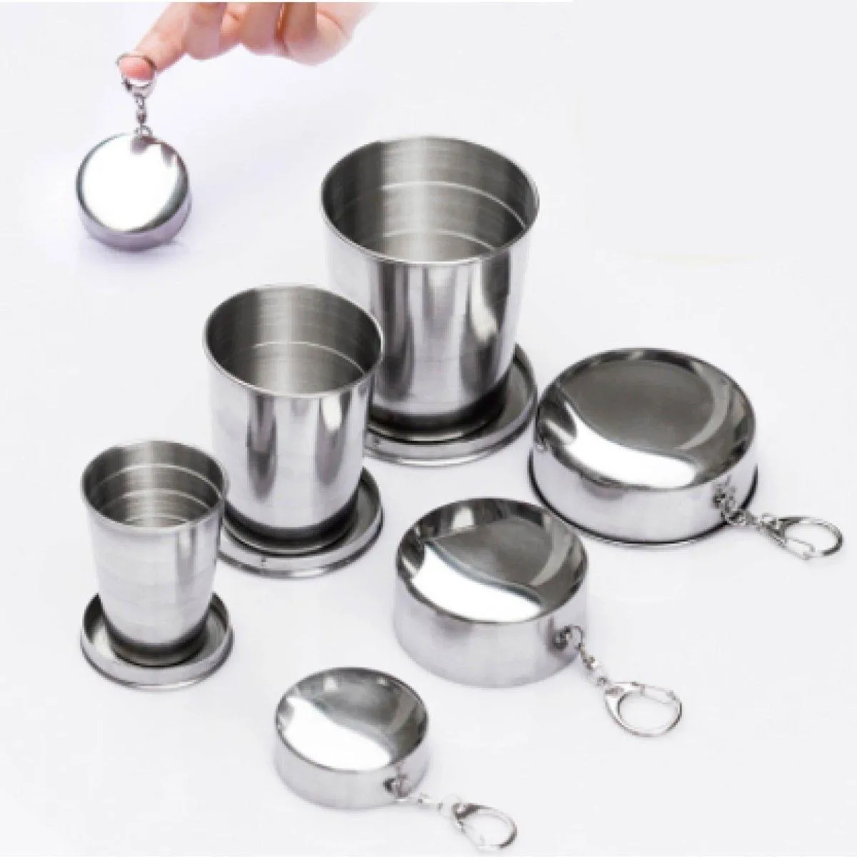 Stainless Steel Folding Telescopic Cup Food Grade Stainless Steel Environmental Cup Travel Supplies Outdoor Sports Portable Cup LI-000013
