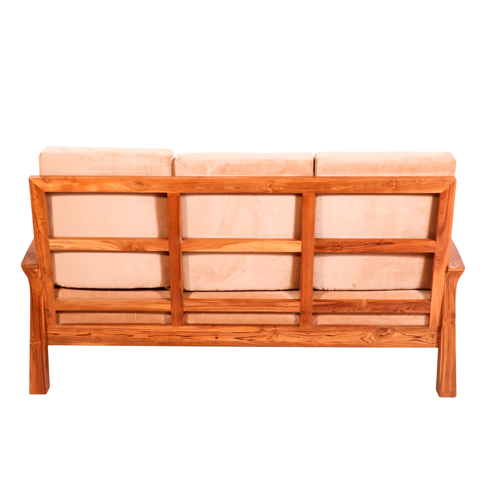 Teak wood curved strip design 3 Seater Sofa