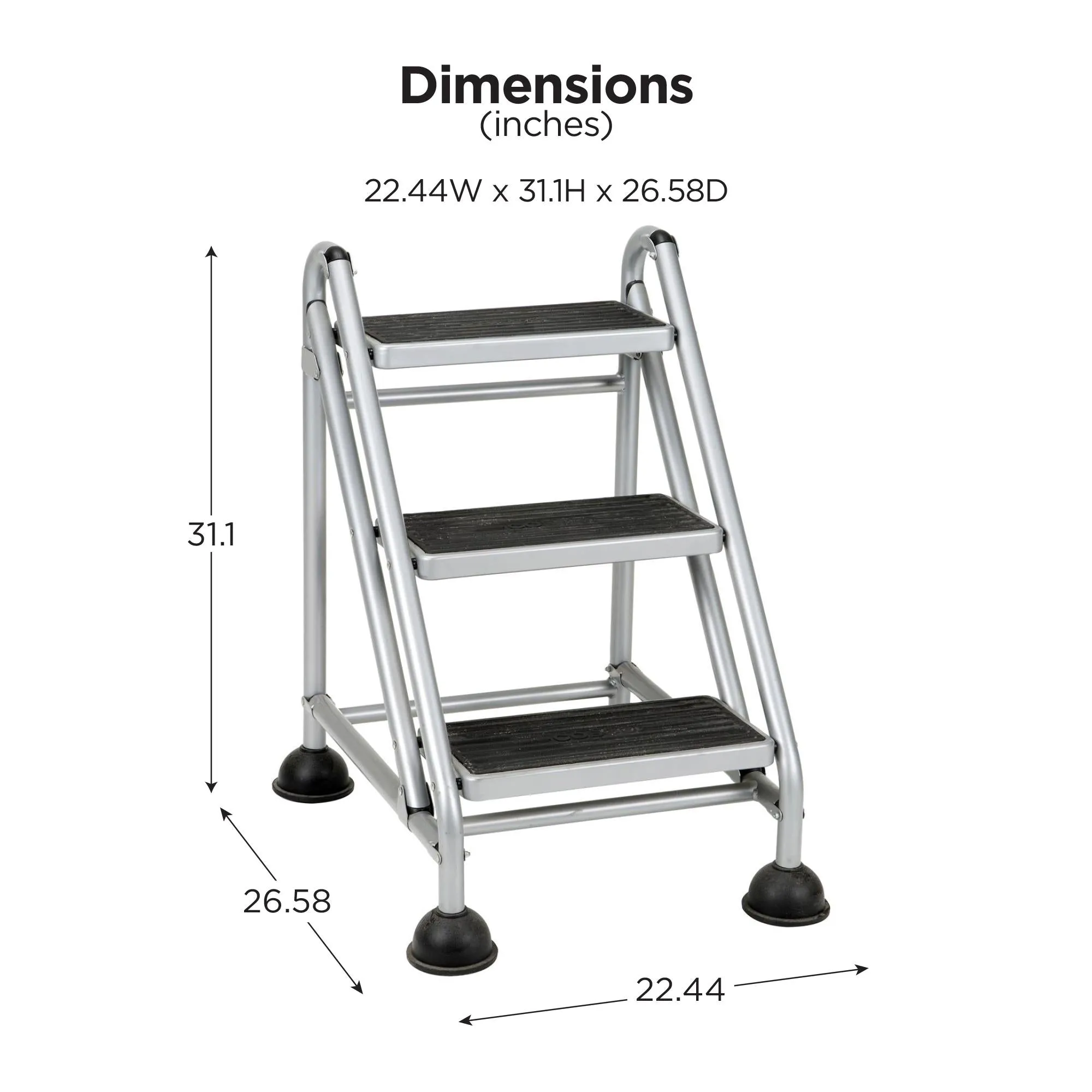 Three-Step Commercial Rolling Step Ladder