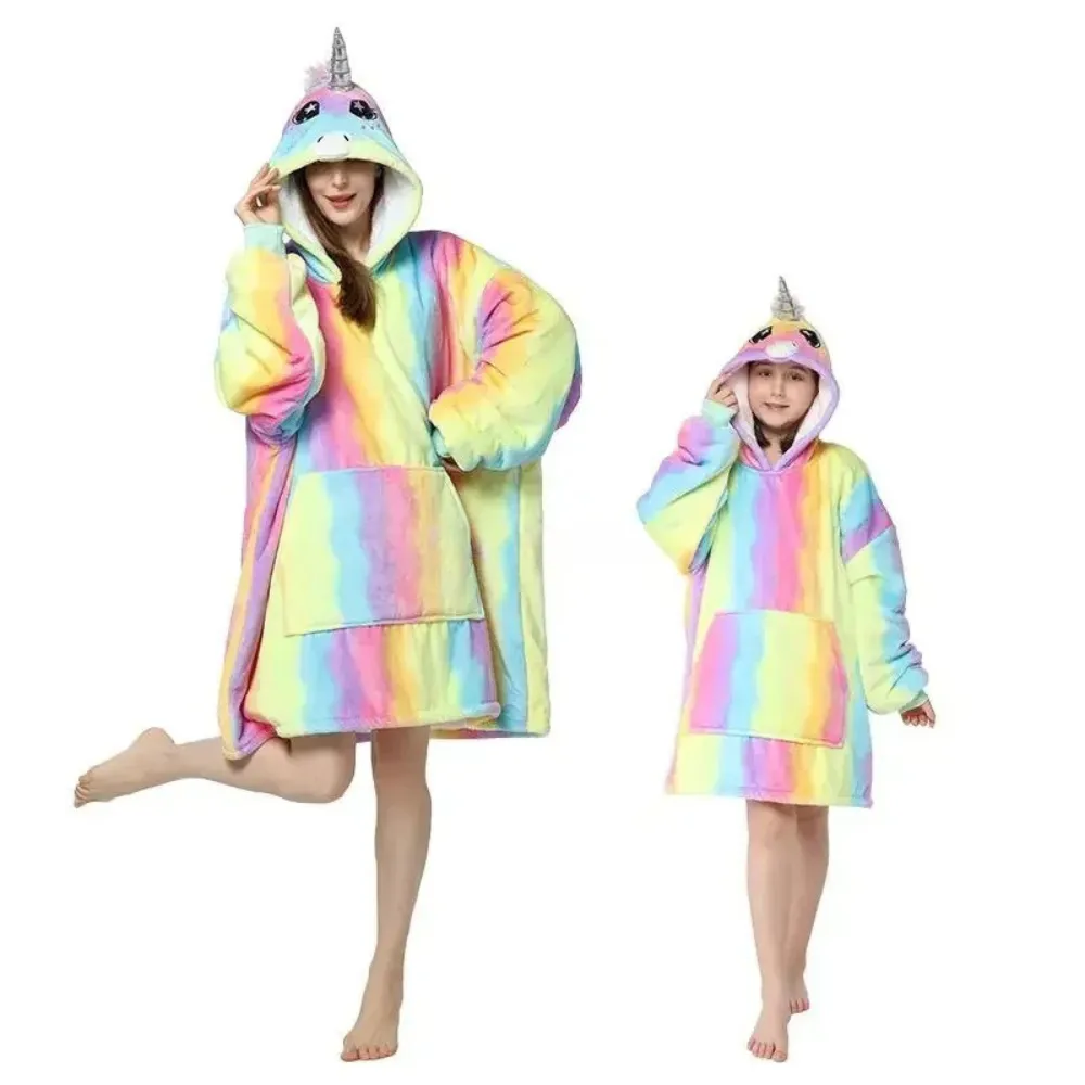 Unicorn Family Onesies Hoodie Blanket Set