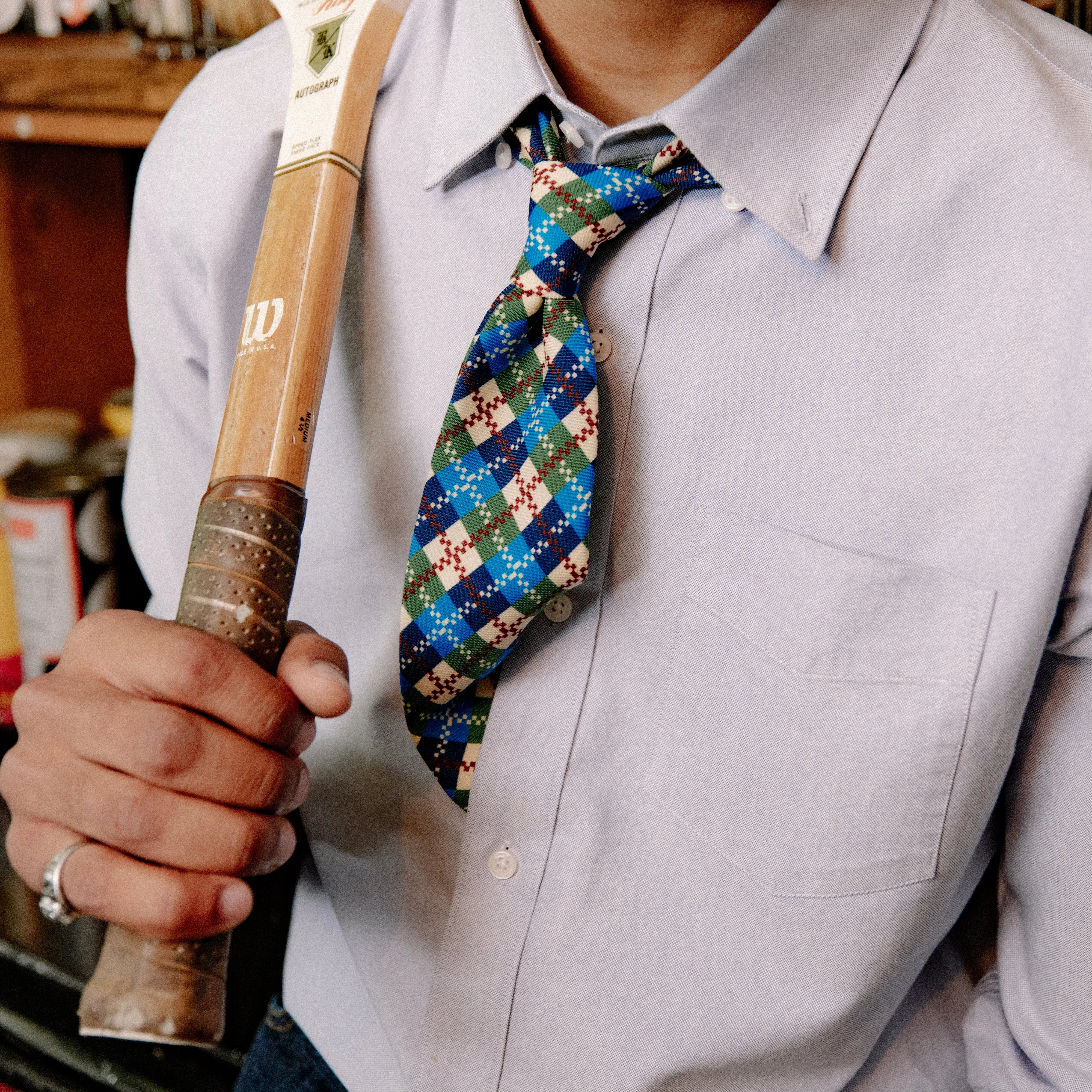 Wandawega Dive Bar Plaid Sky Blue Tie