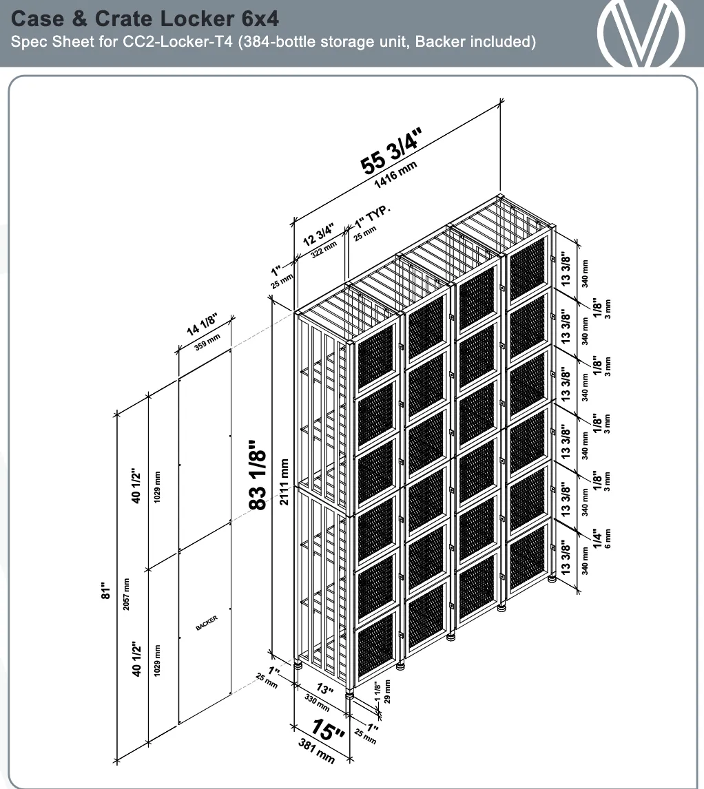Wine Case & Crate Locker 6 (Freestanding Wine Bottle Lockers) 96-384 Bottles