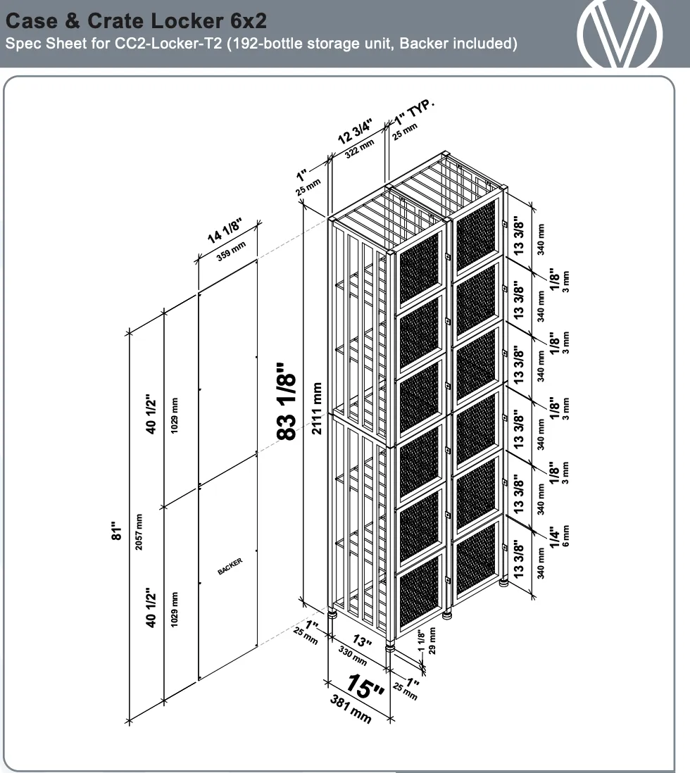 Wine Case & Crate Locker 6 (Freestanding Wine Bottle Lockers) 96-384 Bottles