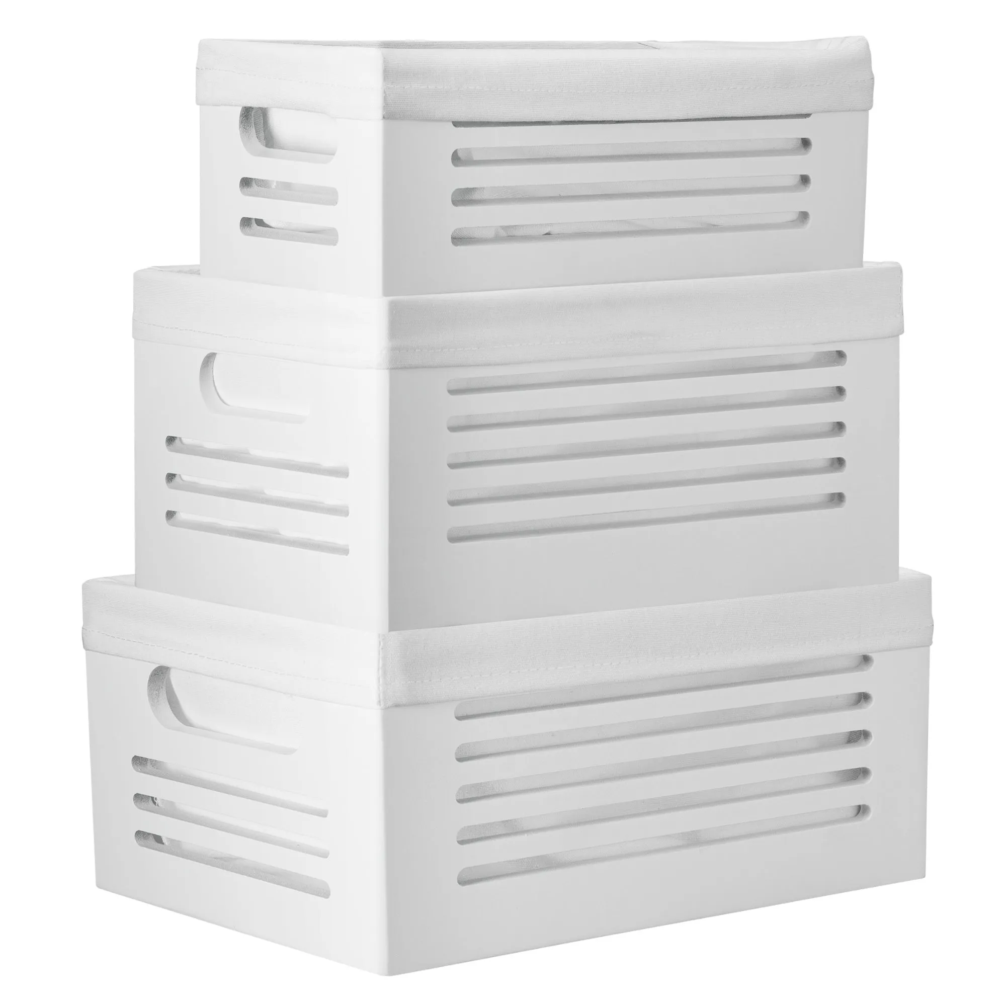 Wooden Storage White Bins – Set of 3