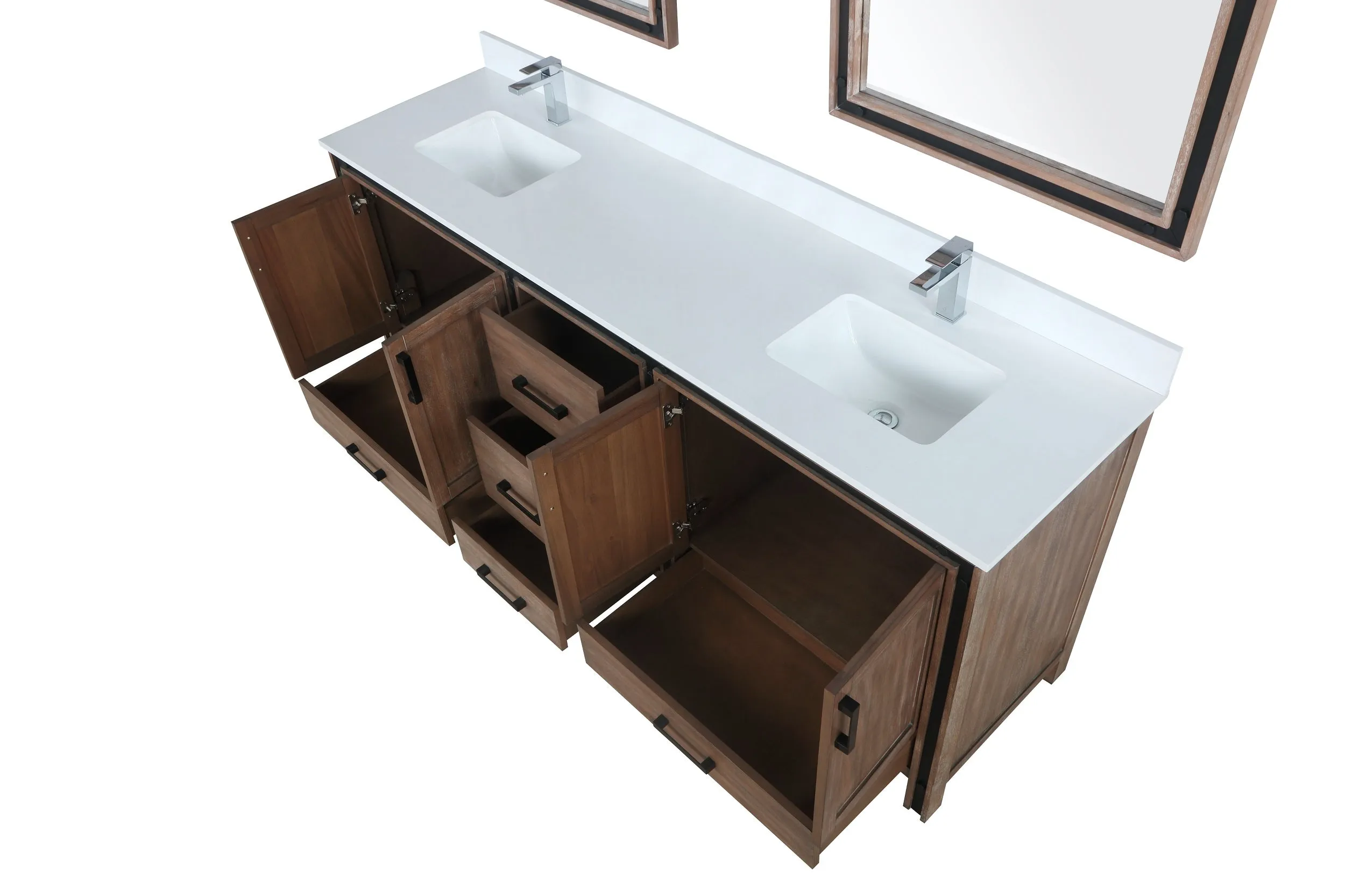 Ziva 80" Rustic Barnwood Vanity Cabinet Only